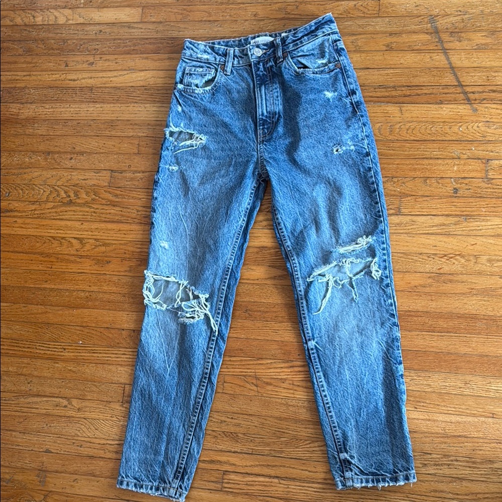 Zara Distressed Blue Jeans